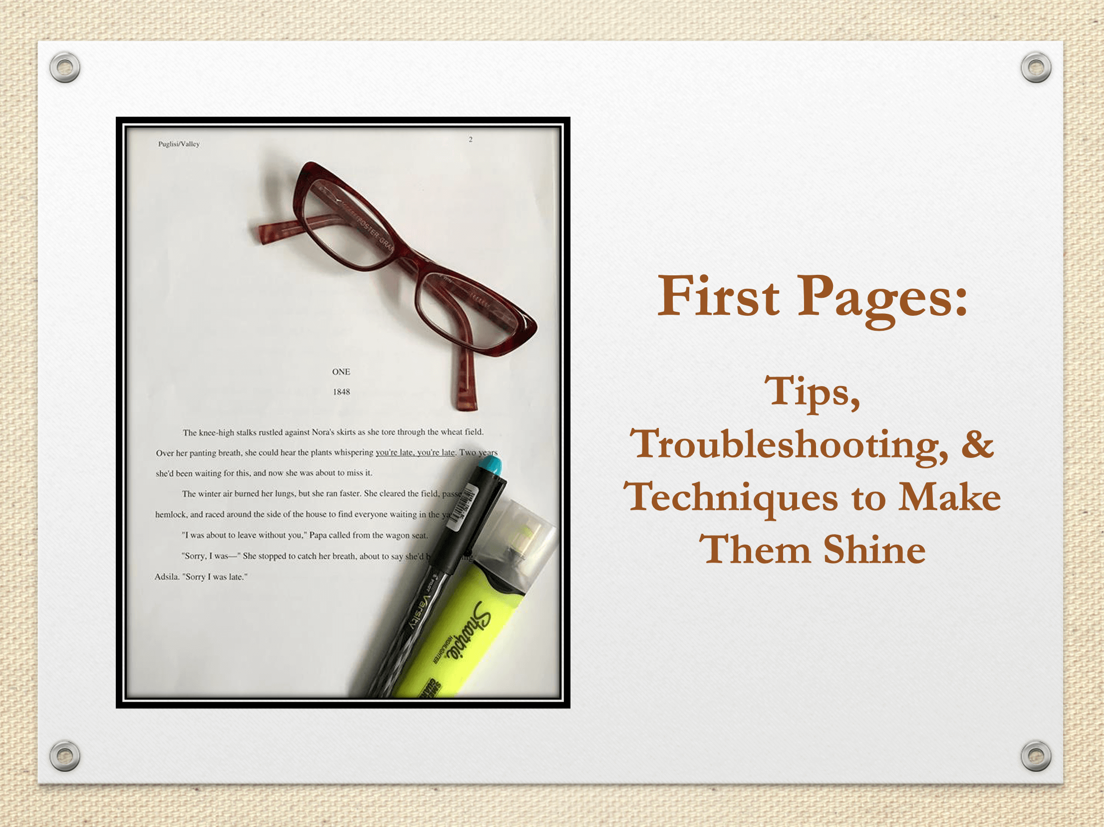 Amazing First Pages Workshop: First Pages - WRITERS HELPING WRITERS®